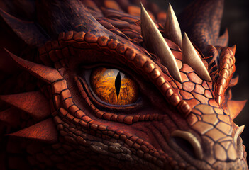 Aufkleber - close up of the head of a dragon Generative AI technology.