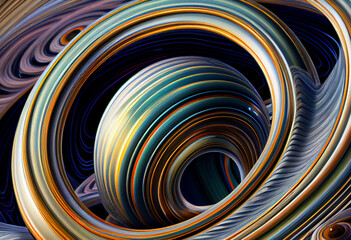 Fototapete - A complex, multi-layered pattern of interlocking shapes that resembles the rings of Saturn Generative AI technology.