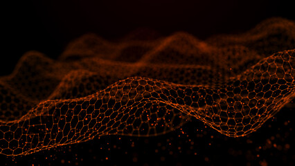 Poster - abstract digital wave. digital network background. 3d rendering