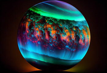 Aufkleber - A breathtaking, colorful display of lights that resembles the Northern Lights on Uranus. Generative AI technology.