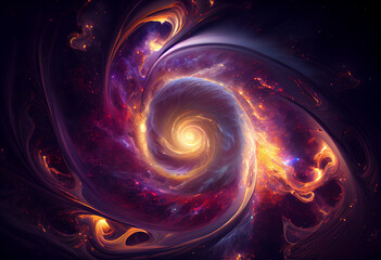 Poster - A vast, dark expanse punctuated by bright stars and swirling nebulas. Generative AI technology.
