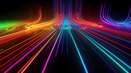 Poster - Beautiful glow flare and spark. Red blue special effect, speed police line. Magic of moving fast motion laser beams, horizontal light rays. Abstract neon color glowing lines background.generated by AI