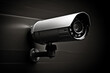 CCTV camera, black and white background. Generative AI