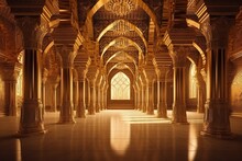 Golden Glossy Luxury Design Of Mosque Or Prayer, Generative AI