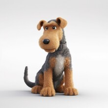 Welsh Terrier Dog Illustration Cartoon 3d Isolated On White. Generative AI