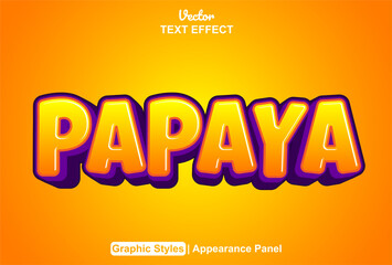Poster - papaya text effect with orange graphic style and editable.