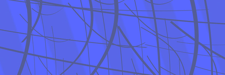 Poster - abstract illustration blue background with lines and shapes
