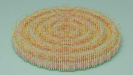 Poster - loop 3d animation of a variety of telescopic tubes and rings with flying balls. the movement of the 
