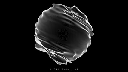 Aufkleber - distorted line spheres. vector thin line glitch geometry.