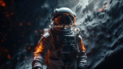 Wall Mural - Space suits isolated on space background.  Ai generated.