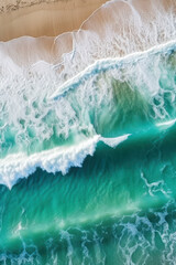 Poster - Ocean waves on the beach, created with Generative AI technology