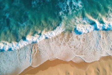  Ocean waves on the beach, created with Generative AI technology
