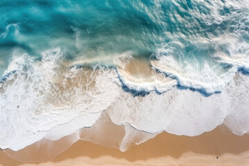 Poster - Ocean waves on the beach, created with Generative AI technology