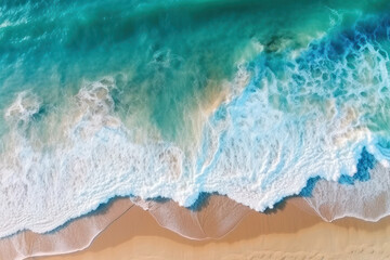 Poster - Ocean waves on the beach, created with Generative AI technology