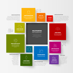 Poster - vector minimalist colorful infographic template amde from squares