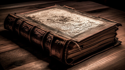 Wall Mural - an ancient book was presented, providing a glimpse into the future of technology - generative ai.
