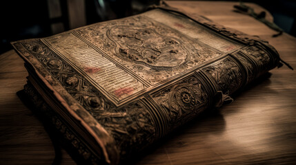 Wall Mural - the ancient book was studied using generative ai. - generative ai