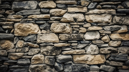 Pattern of modern style design decorative uneven cracked real stone wall surface. Generative Ai