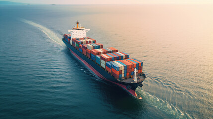 Wall Mural - International container cargo ship, freight transportation, shipping, nautical vessel, generative ai.