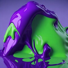 hyperrealistic soft focus melting bright purple and green 3d paint for an experimental art exhibition in the style of Cinema 4D rendering