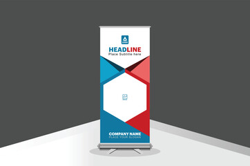Wall Mural - Business Roll-Up Banner for exhibition, printing, presentation, and brochure flyer concept vector illustration set.