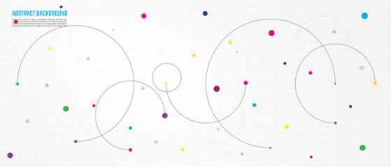 Abstract geometric background with plexus circles and dot. Vector illustration of minimalistic design for banner design or header