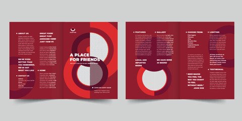 Wall Mural - Pub bifold brochure template. A clean, modern, and high-quality design bifold brochure vector design. Editable and customize template brochure