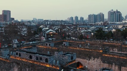 Canvas Print - Urban buildings of Nanjing timelapse