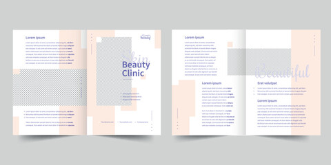 Wall Mural - Skin Beauty Clinic bifold brochure template. A clean, modern, and high-quality design bifold brochure vector design. Editable and customize template brochure