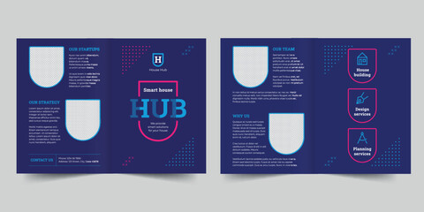 Wall Mural - Smart House bifold brochure template. A clean, modern, and high-quality design bifold brochure vector design. Editable and customize template brochure