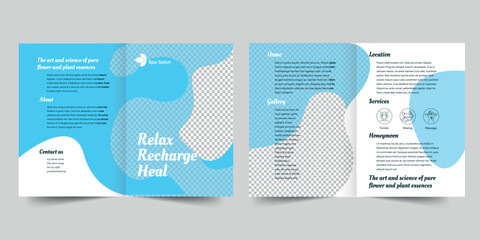 Wall Mural - Spa Salon bifold brochure template. A clean, modern, and high-quality design bifold brochure vector design. Editable and customize template brochure