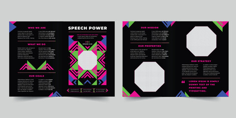 Wall Mural - Speaker bifold brochure template. A clean, modern, and high-quality design bifold brochure vector design. Editable and customize template brochure