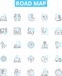 © Nina - Road map vector line icons set. Route, Map, Path, Trace, Guide, Trajectory, Journey illustration outline concept symbols and signs