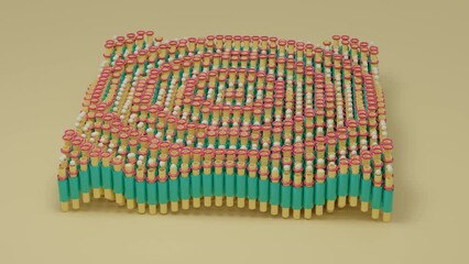 Poster - loop 3d animation of many pipes and rings. balls fly out of the pipes and come back. wave motion of 