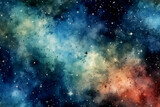 Fototapeta Kosmos - starry night sky watercolor