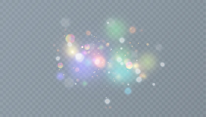 glowing light effect with lots of shiny particles isolated on transparent background. vector star cl