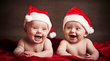 Generative AI Shows Two Happy Babies Dressed As Santas.