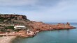 Espagne, sur l'île de Minorque, survol de la cala morell et de la pointe de l'éléphant 