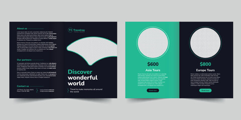 Wall Mural - bifold brochure template. A clean, modern, and high-quality design bifold brochure vector design. Editable and customize template brochure