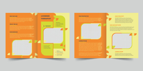 Wall Mural - bifold brochure template. A clean, modern, and high-quality design bifold brochure vector design. Editable and customize template brochure