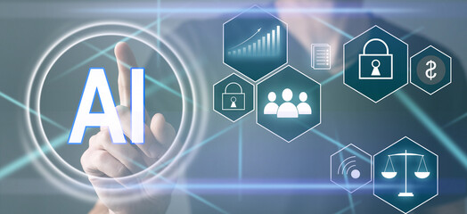 Aufkleber - on blurred background digital artificial intelligence icon hologram 3D rendering