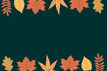 Wall Mural - Falling golden autumn leaves. Vector illustration of a bright colorful autumn background
