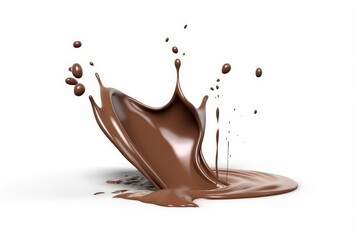 chocolate milk splash 3d on a white background generative AI