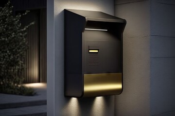 Wall Mural - modern mailbox with built-in lighting system and security camera, created with generative ai