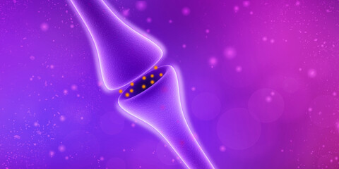 Wall Mural - synapse and neuron cells sending electrical chemical signals. 3d rendering
