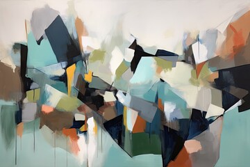 Wall Mural - minimalist abstract painting with defined edges and shapes, created with generative ai