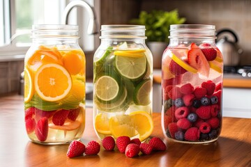 Wall Mural - refreshing and healthy fruit-infused water ready to be enjoyed, created with generative ai