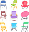 folding chair set cartoon vector illustration