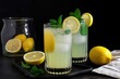 © Alfazet Chronicles - refreshing glass of lemonade, garnished with slice of lemon and sprig of mint, created with generative ai