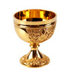 Golden chalice in transparent background. Generative AI.